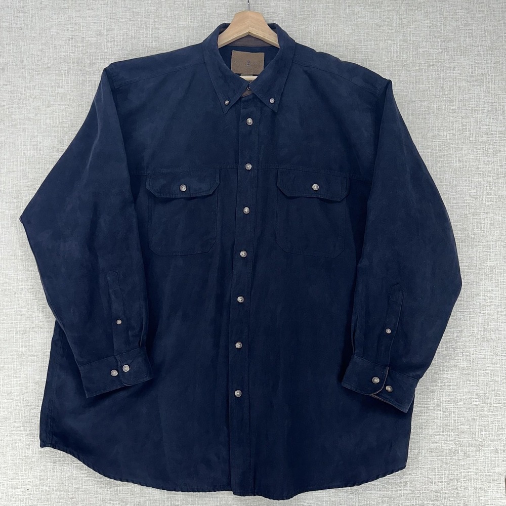 Duck Head Expedition Shirt Mens XXL Blue Microfiber Long Sleeve Button Up Casual